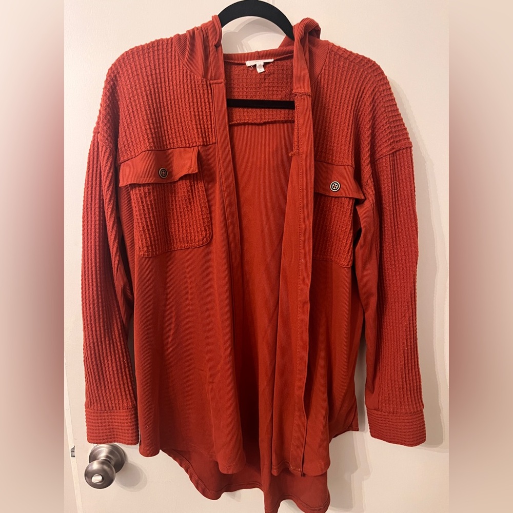 Maurices Open Front Knit Shirt Jacket